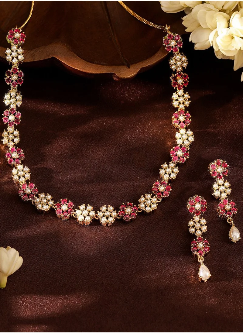 Priyaasi Stone Studded  Pearl Beaded Jewellery Set