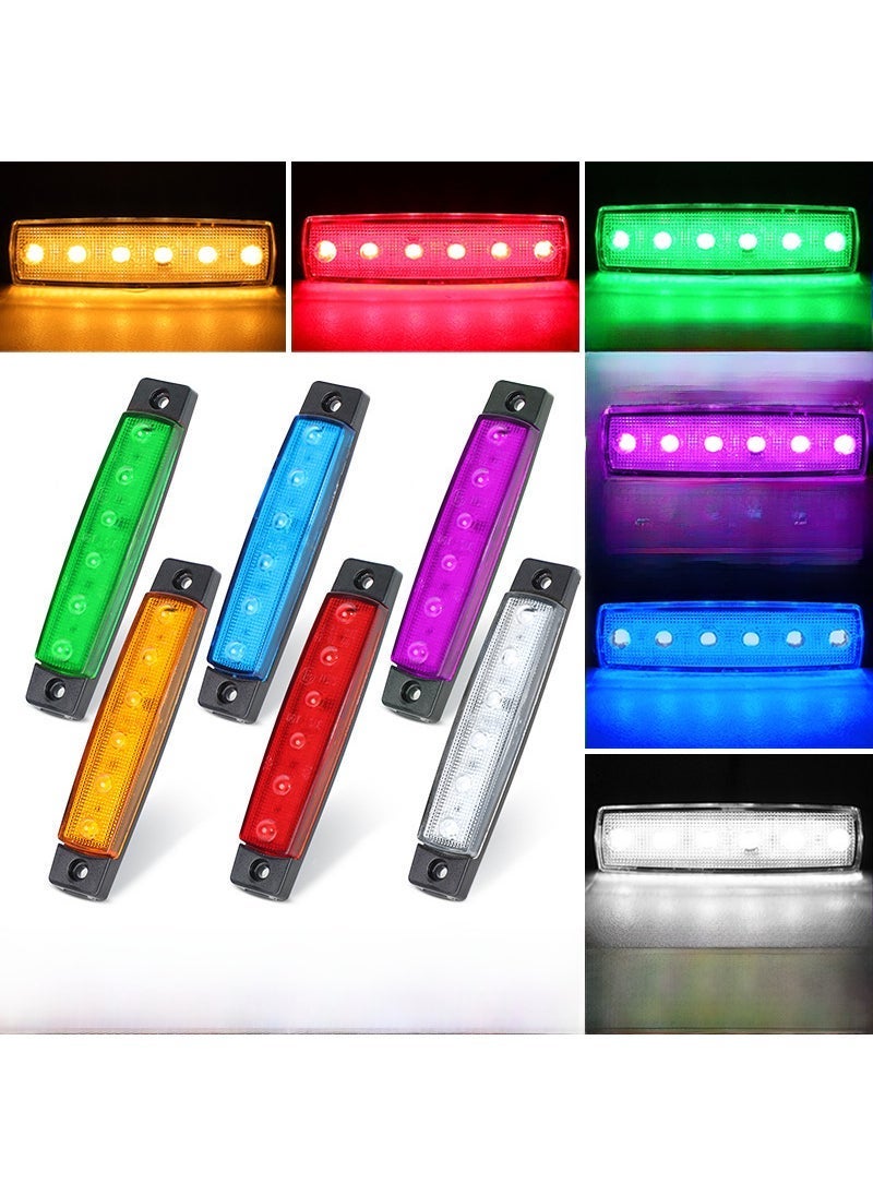 MUNTAQI LED Side Marker Light 12V 24V 6LED Truck Trailer Red (12V)