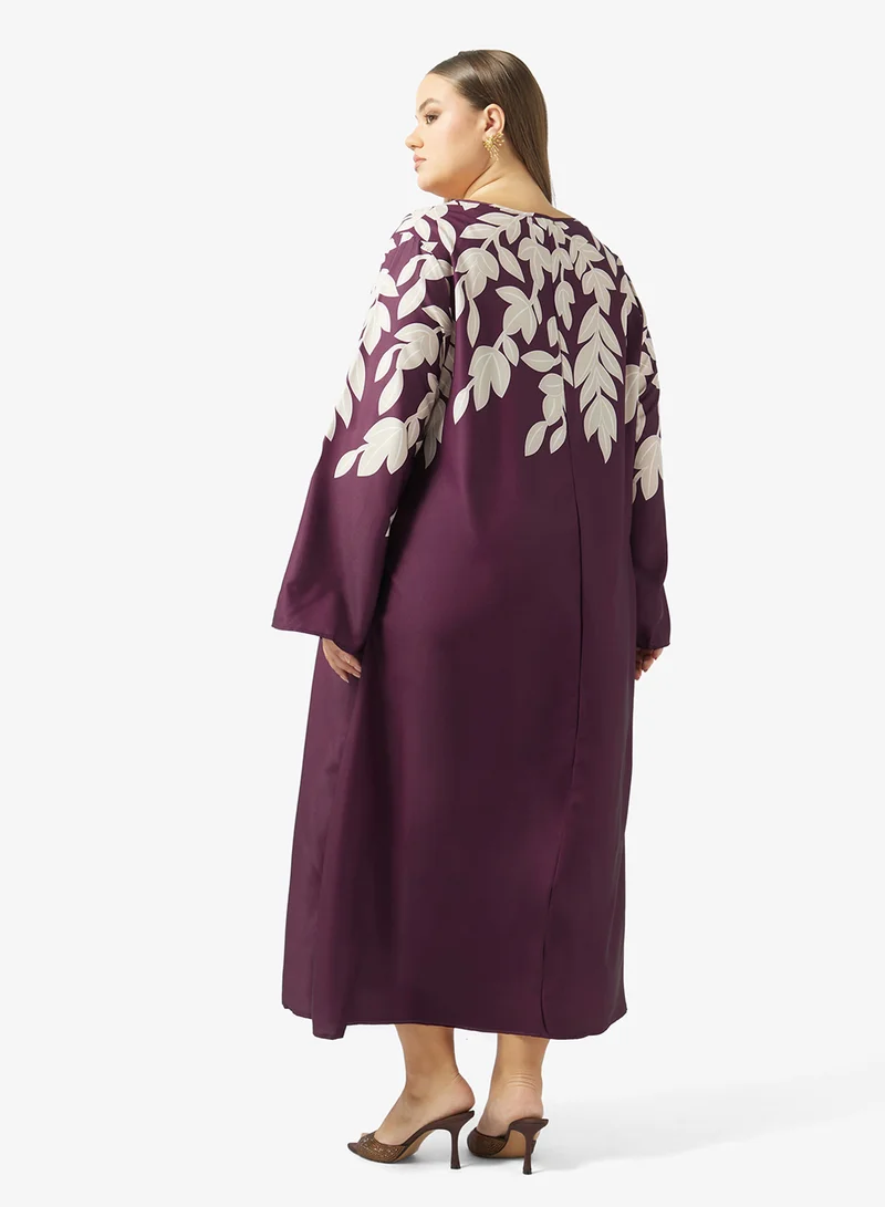 خزانة Plus Size Printed Jalabiya