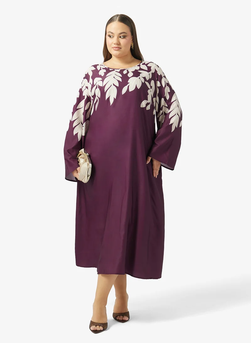خزانة Plus Size Printed Jalabiya