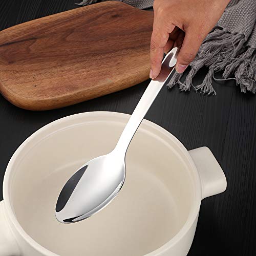 QOBIMOON Stainless Steel Kitchen Utensil Set -8 Cooking Utensils, Plated Set Kitchen Tools Gadgets Cake Shovels/Plain Spatula, Potato Masher, Spoon, Slotted Spoon, Soup Ladle-Sliver - Image 3
