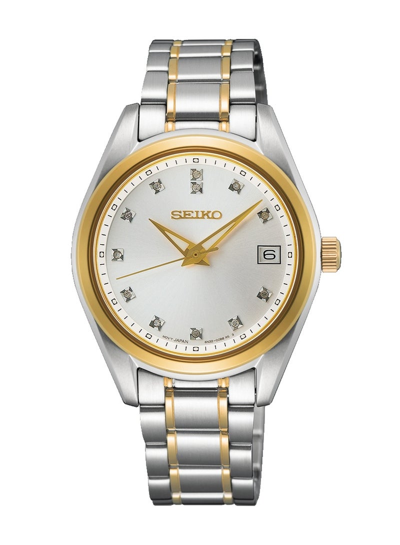 سيكو Classic Women’s Watch SUR582P1, 32 mm Silver Sunray Dial, Two-Tone Stainless Steel Case & Bracelet, 100 m WR - Image 1