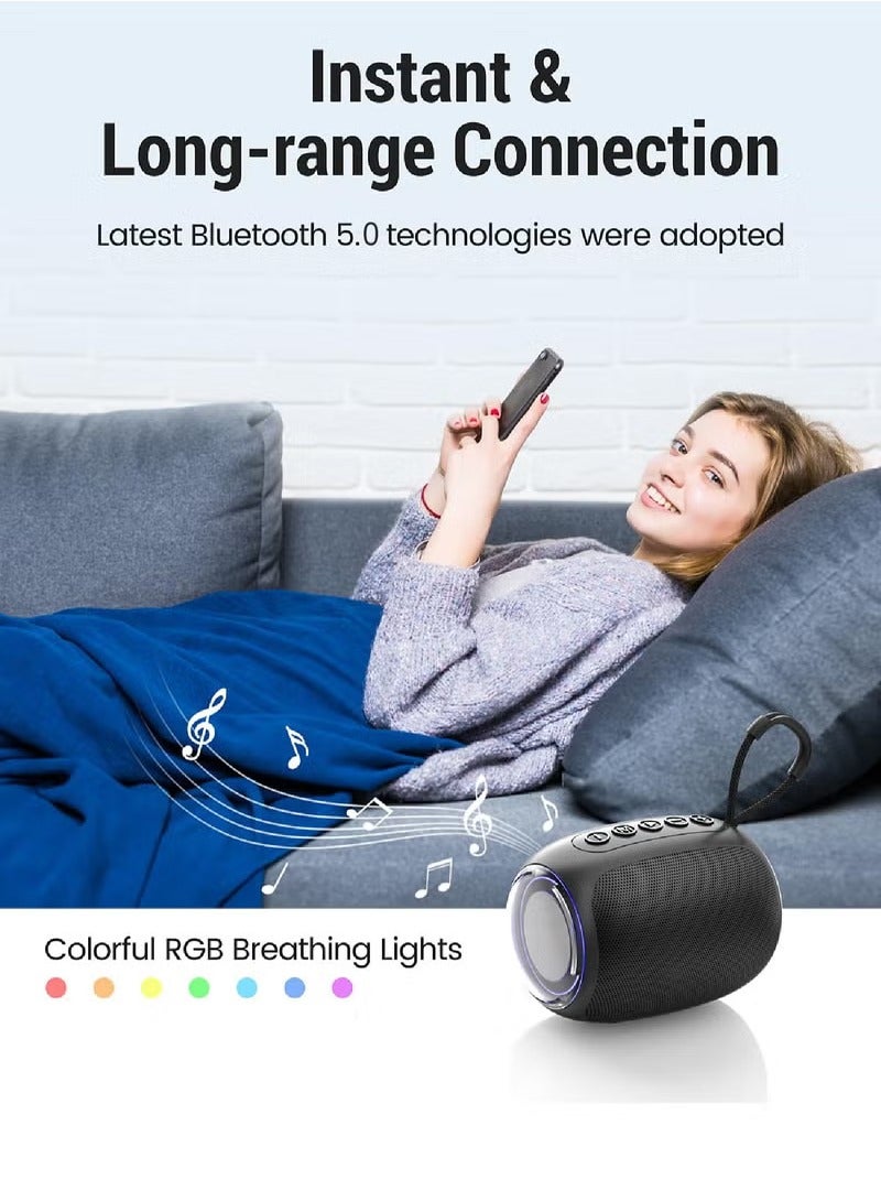 Portable Mini Speaker - Wireless Bluetooth Speaker - with 1200mAh battery - RGB light - TWS stereo sound - built-in microphone - supports TF card and USB drive  - Image 3