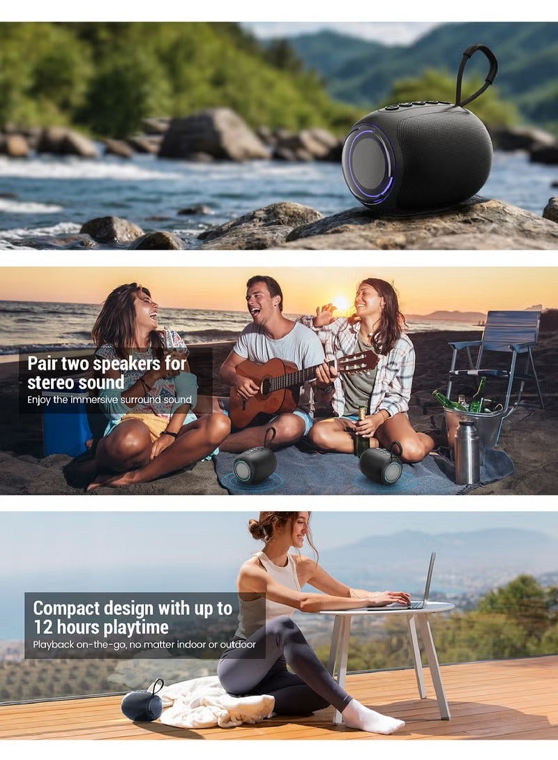 Portable Mini Speaker - Wireless Bluetooth Speaker - with 1200mAh battery - RGB light - TWS stereo sound - built-in microphone - supports TF card and USB drive  - Image 4