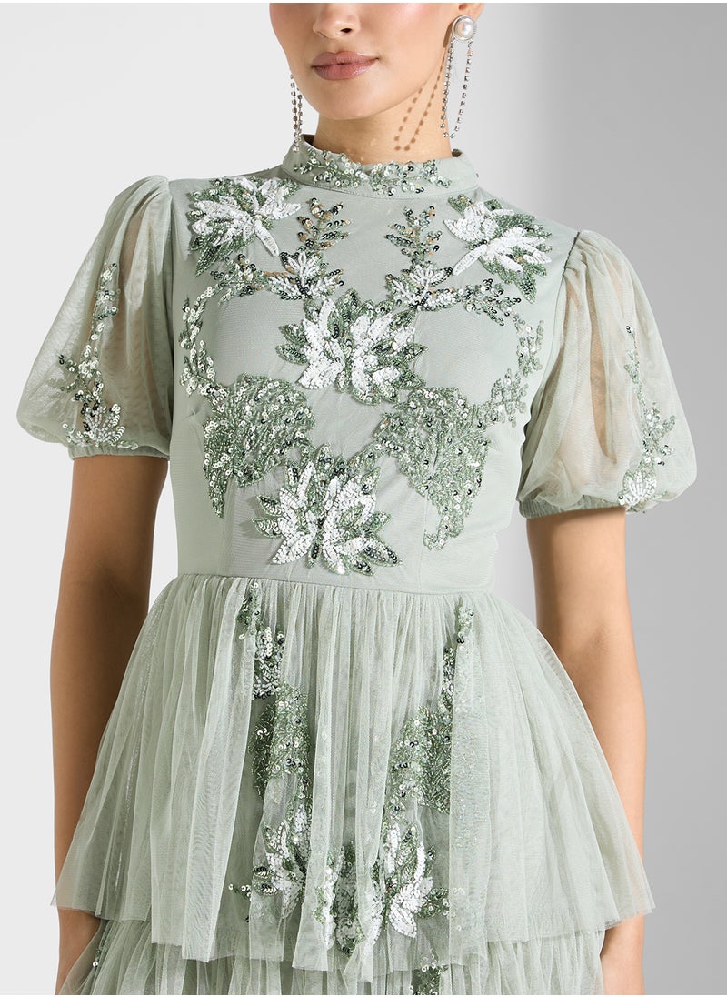 Maya Premium Embellished Tiered Skirt Maxi Dress  - Image 3