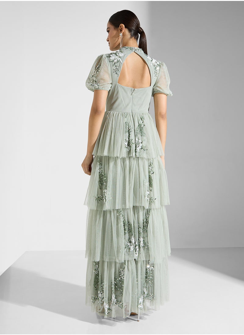 Maya Premium Embellished Tiered Skirt Maxi Dress  - Image 2