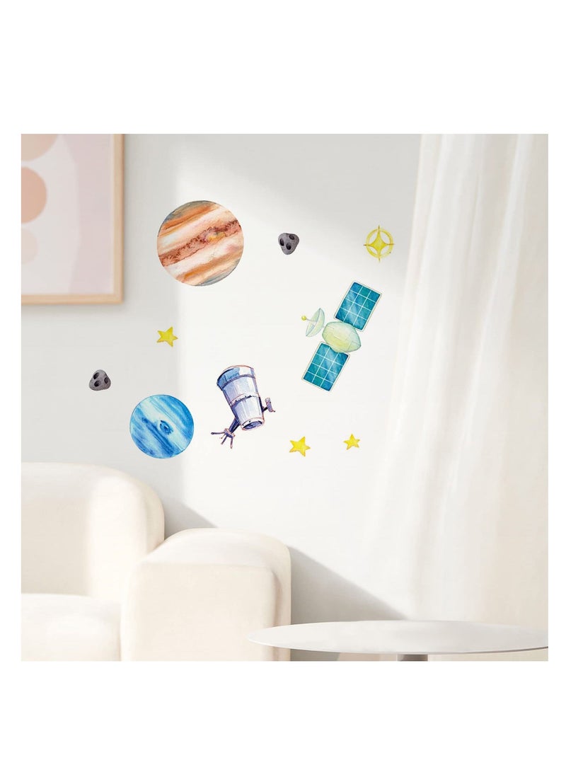 SYOSI Space Wall Stickers Set of 4 Creative Astronaut Planet Spaceship Design  PVC Waterproof Decals for Door Windows Wall  for Boys Girls Bedroom Baby's Room Living Room Classroom - Image 3