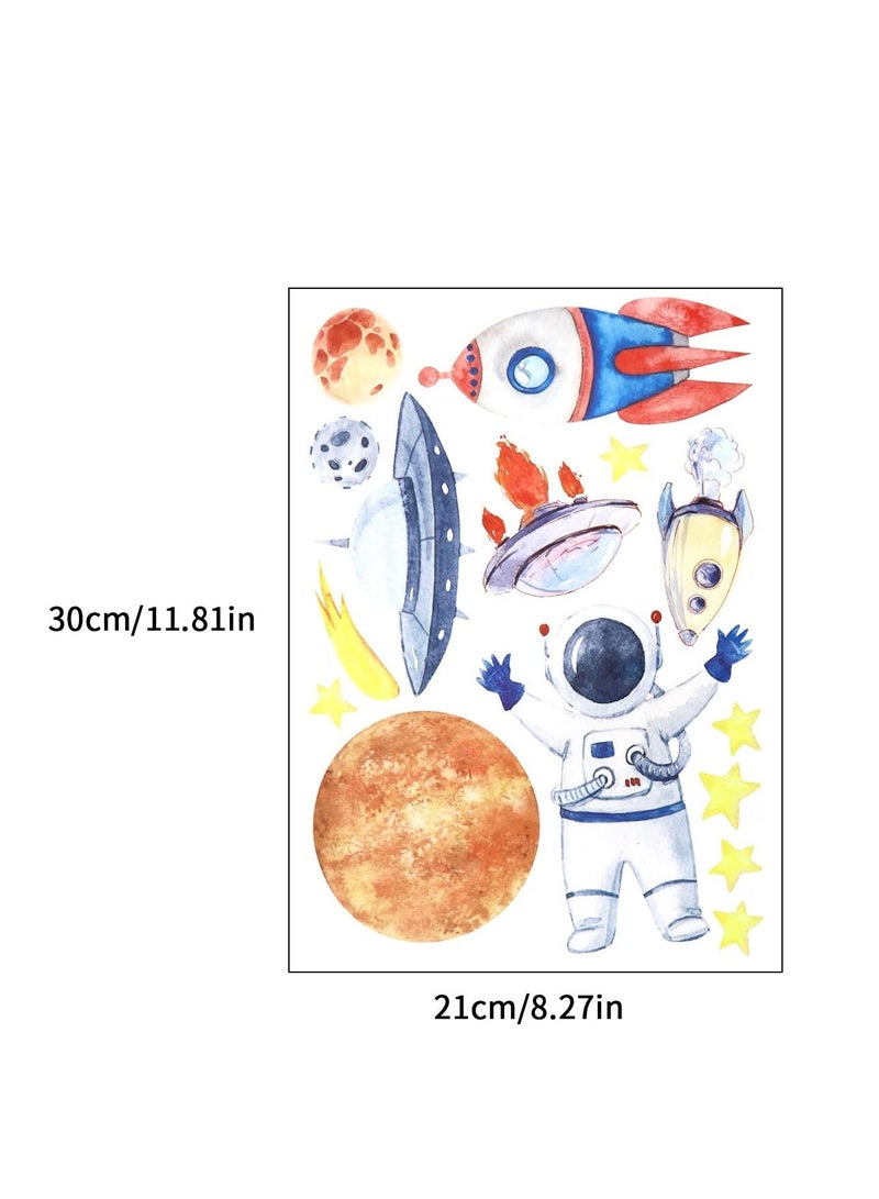 SYOSI Space Wall Stickers Set of 4 Creative Astronaut Planet Spaceship Design  PVC Waterproof Decals for Door Windows Wall  for Boys Girls Bedroom Baby's Room Living Room Classroom - Image 5