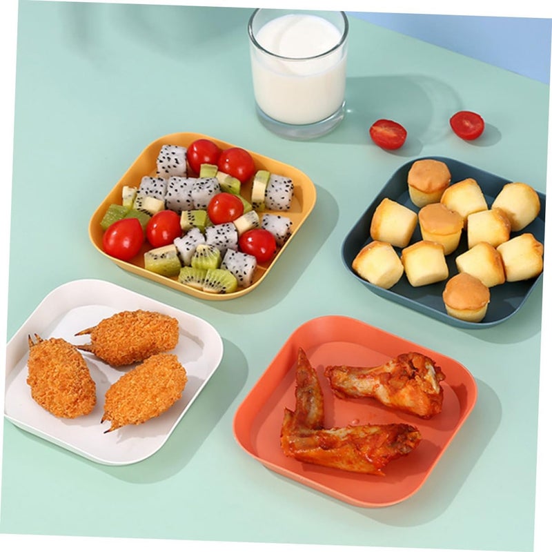 12pcs Snack Plates and Food Serving Trays Set, Lightweight Dessert and Fruit Plates with Blue, White, Yellow, Pink Colors, Suitable for Party and Kitchen Use - Image 4