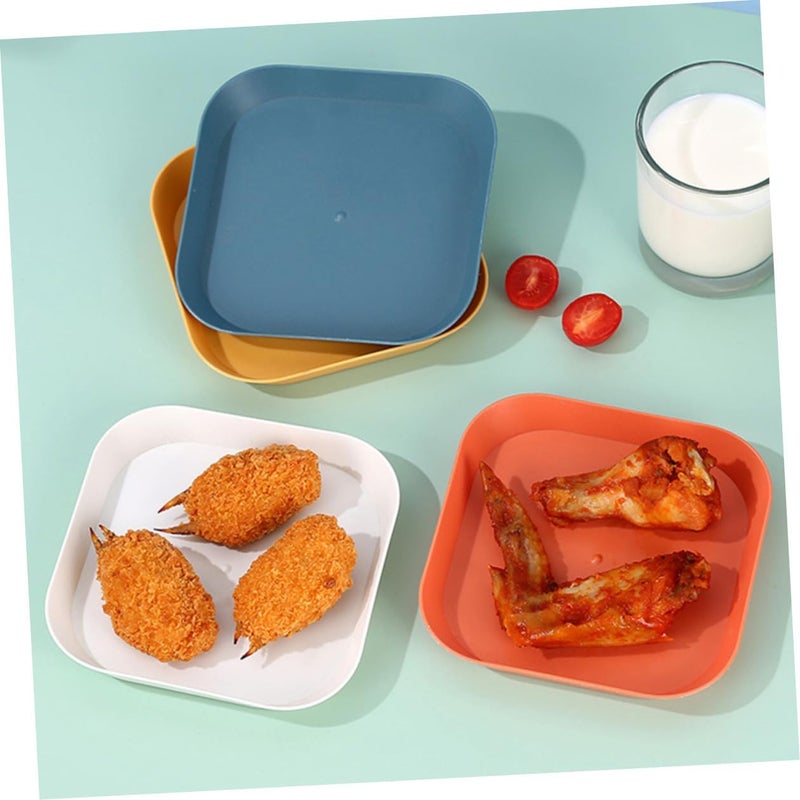 12pcs Snack Plates and Food Serving Trays Set, Lightweight Dessert and Fruit Plates with Blue, White, Yellow, Pink Colors, Suitable for Party and Kitchen Use - Image 5