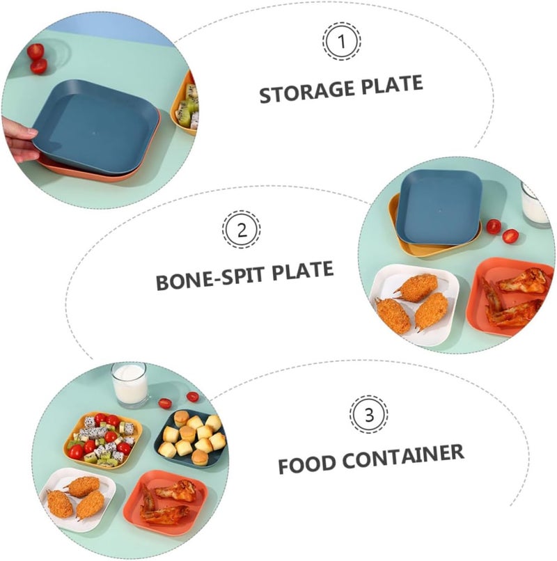 12pcs Snack Plates and Food Serving Trays Set, Lightweight Dessert and Fruit Plates with Blue, White, Yellow, Pink Colors, Suitable for Party and Kitchen Use - Image 3