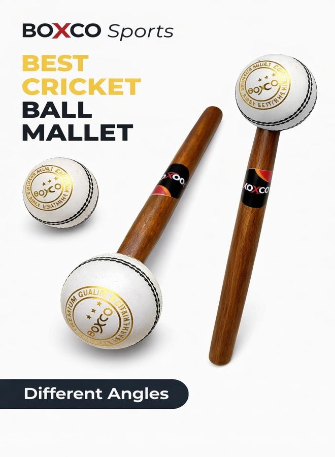 Boxco Premium Cricket Leather Ball Mallet (White) - Image 3