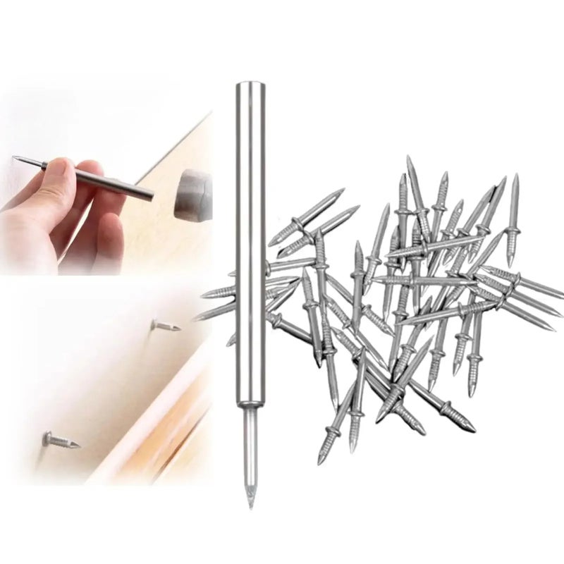 Invisible Nail Double-headed Nail Non-marked Nail Skirting Line Solid Wood Two-way Nail Sheep Angle Nail Single-horn Nail Punch-free Cow Angle Nail 10 pieces - no tools [bag]