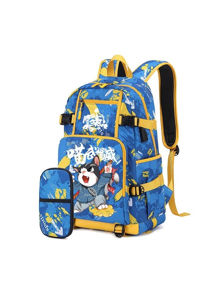 Generic - Junior High School Student Backpack Primary School Student Large Capacity School Bag  Pencil Case Set 41*14*28cm - Image 1