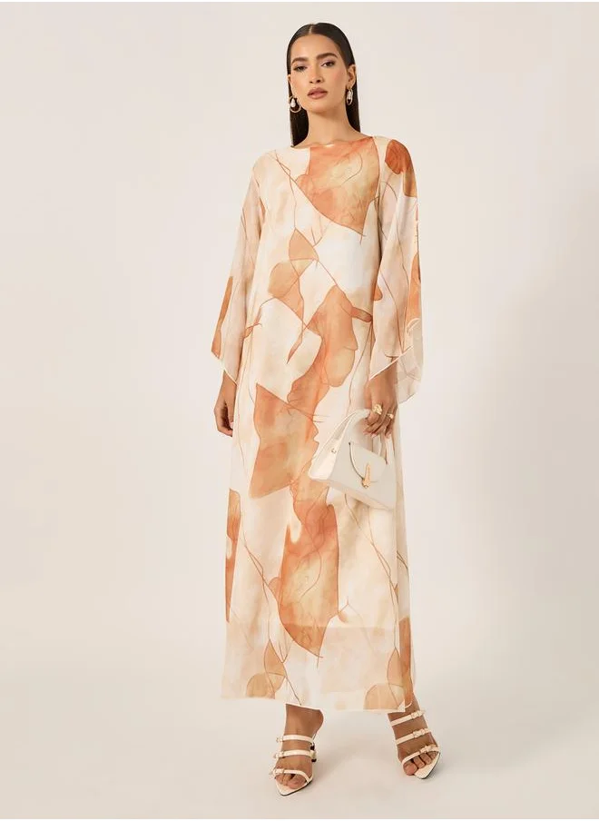 Styli Maxi Jalabiya with Leaf Print