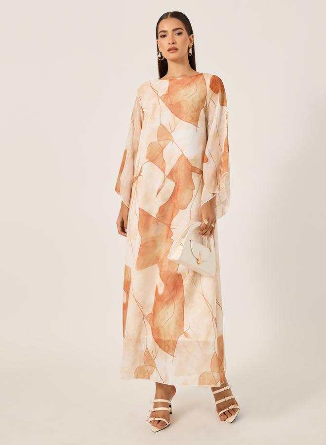 تايك تو جلابية ماكسي بطبعة أوراق شجر من ستايلي - Image 1