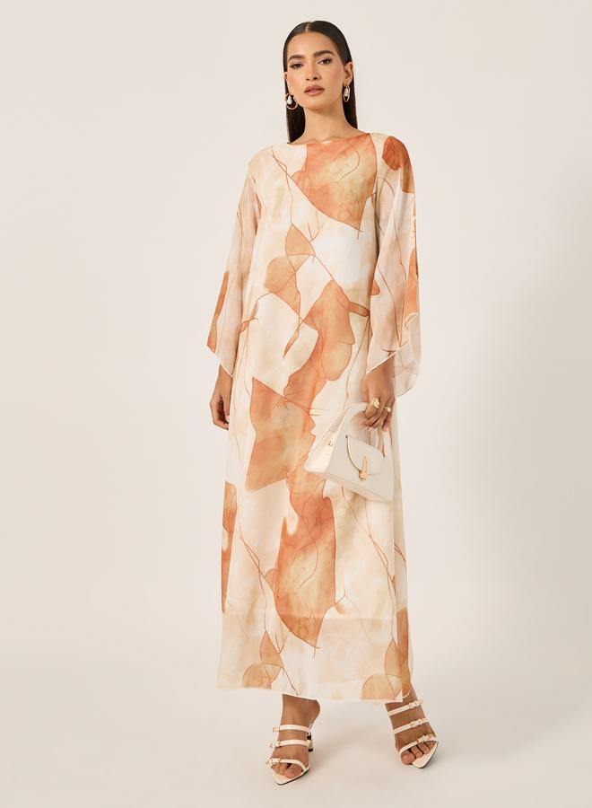 Take Two Maxi Jalabiya With Leaf Print - Image 1