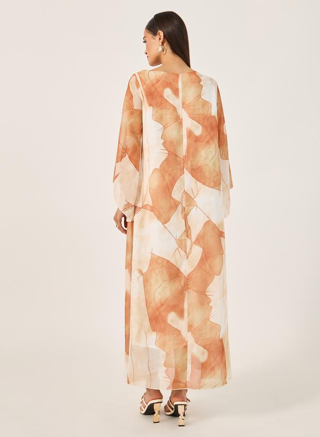 Take Two Maxi Jalabiya With Leaf Print - Image 5