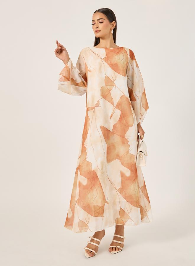 Take Two Maxi Jalabiya With Leaf Print - Image 2