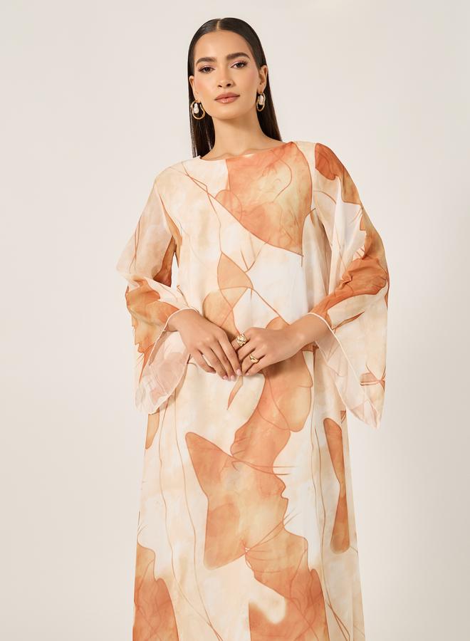Take Two Maxi Jalabiya With Leaf Print - Image 3