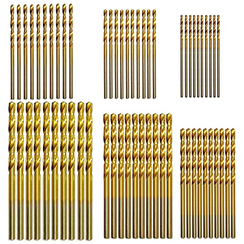 JFOGO 60PCS Mini Titanium Twist Drill Bit Set (3/64"-1/8"), HSS43 Fully Ground Micro Drill Bits for Wood, Metal,Plastic, Aluminum Alloy,Steels - Image 1