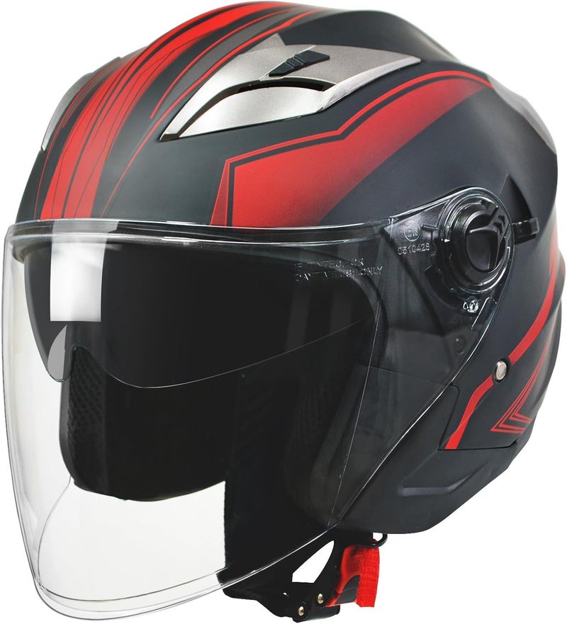 SanQing Motorcycle Helmet - Adult Open-Face Motorbike Helmet with Double Visor and Sun Shield - Image 1