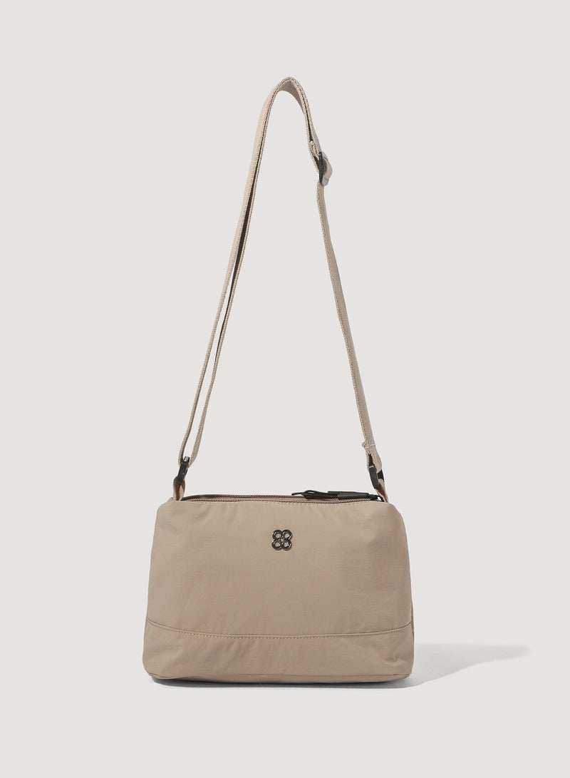 NOVOLAN Crossbody Shoulder Bag Lightweight Casual Multi-Layer, Waterproof Nylon Large Capacity for Students & Commuters, 24x16x9.5cm with 4 Zippered Compartments and 1 Hidden Inner Pocket (beige) - Image 1