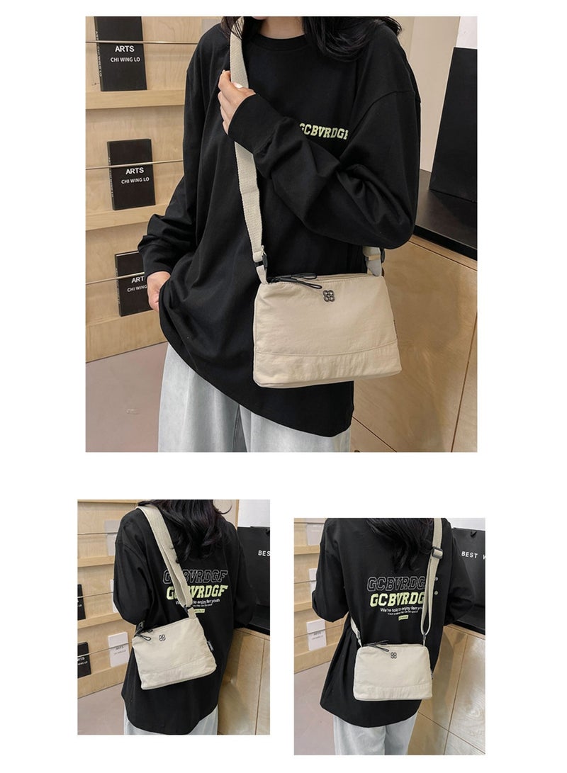 NOVOLAN Crossbody Shoulder Bag Lightweight Casual Multi-Layer, Waterproof Nylon Large Capacity for Students & Commuters, 24x16x9.5cm with 4 Zippered Compartments and 1 Hidden Inner Pocket (beige) - Image 3