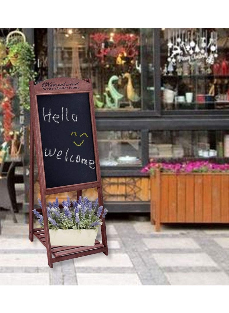 LINGWEI Wooden Foldable Black Board with Flower Stand Hand Writing Chalkboard with Flower Pot Holder For Restaurant Menu Wedding Party Arts & Crafts Drawing Greetings and More  - Image 2