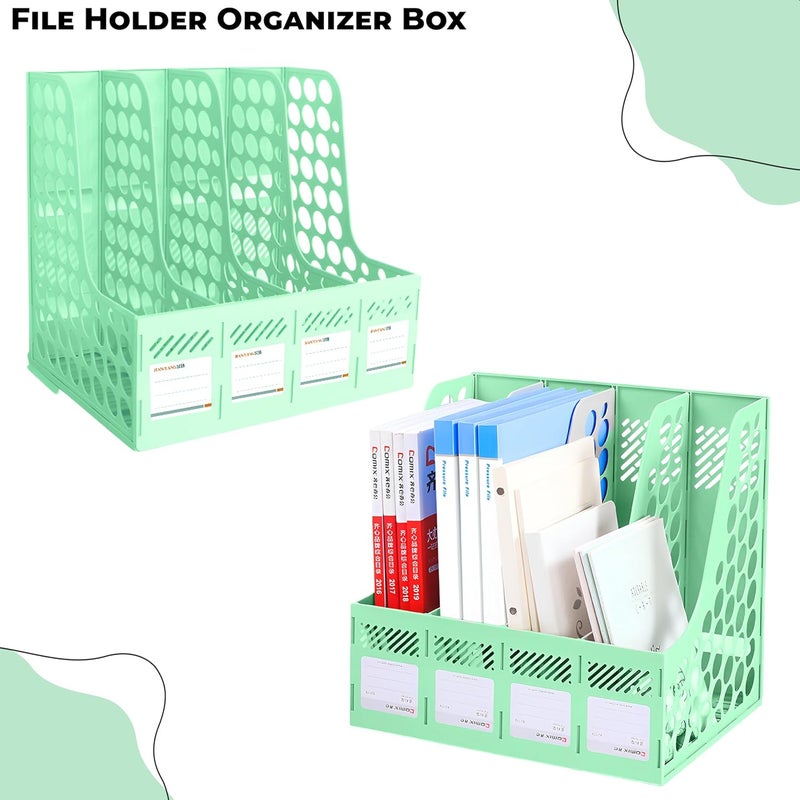 DaKos 4 Compartments File Rack Paper Holder, Desktop Organizers, Letter Organizer, Magazine Book Holder Organizer, Plastic File Rack (MFP1237) - Image 3