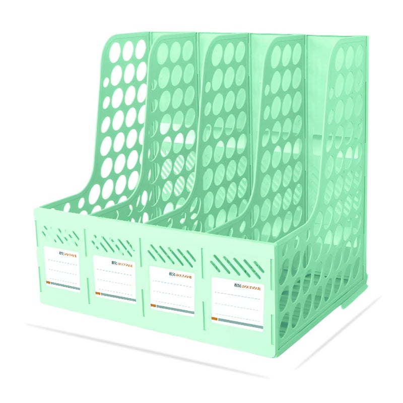 DaKos 4 Compartments File Rack Paper Holder, Desktop Organizers, Letter Organizer, Magazine Book Holder Organizer, Plastic File Rack (MFP1237) - Image 1