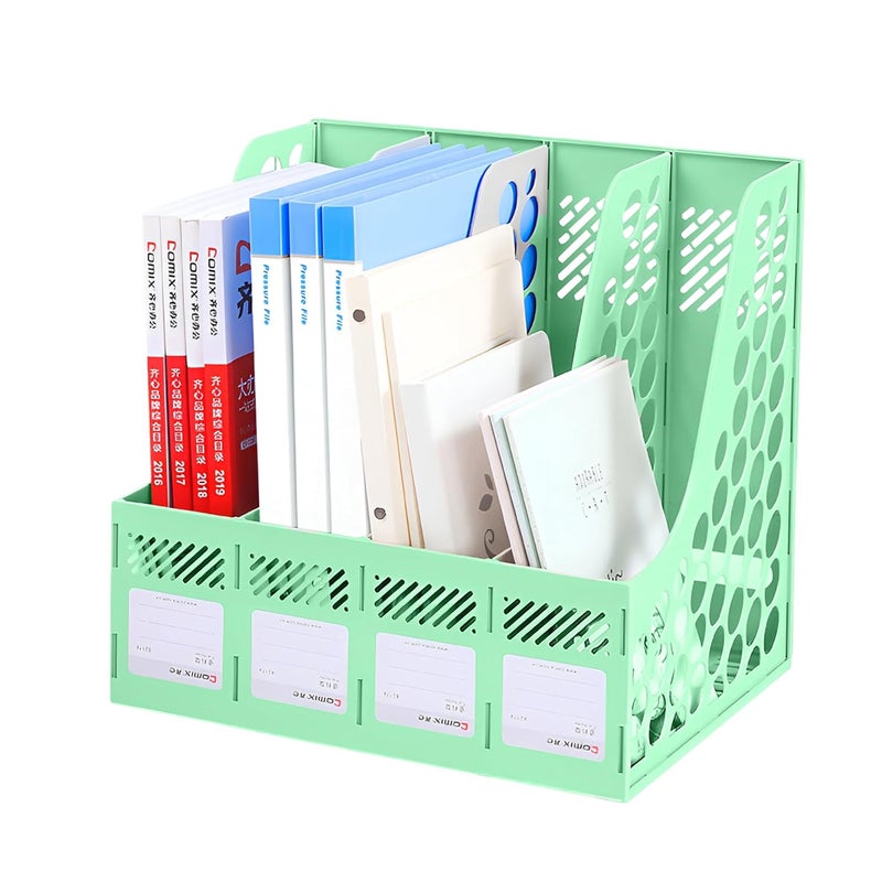 DaKos 4 Compartments File Rack Paper Holder, Desktop Organizers, Letter Organizer, Magazine Book Holder Organizer, Plastic File Rack (MFP1237) - Image 2