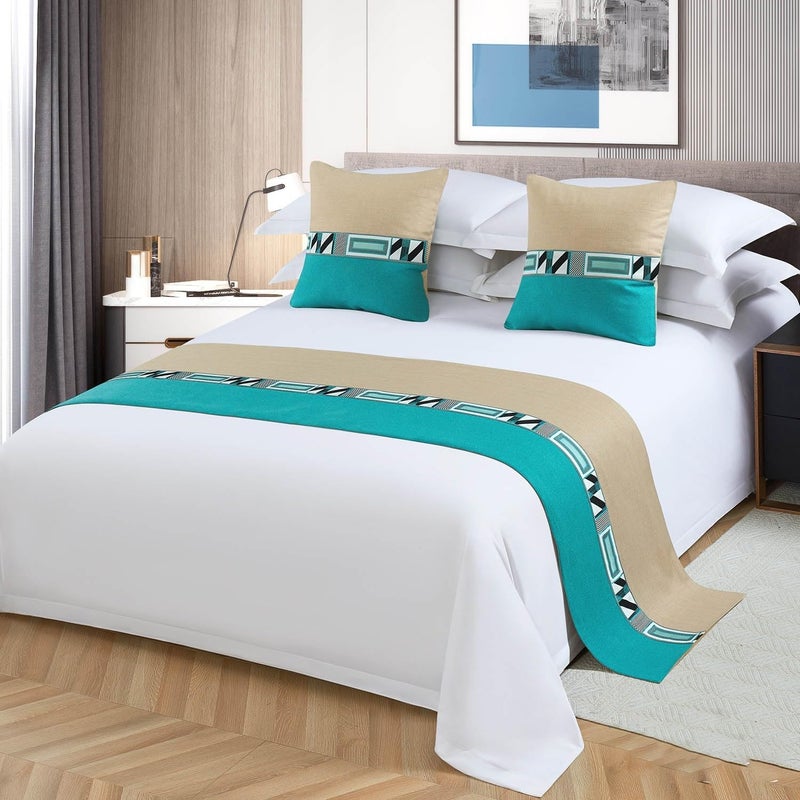 Bed Runner Scarf Protector Slipcover Decorative for Daybed & Sofa Bed, Multi-Use Decorative Scarf for Living Room (Pillowcase Included X2)(50X180CM) - Image 1