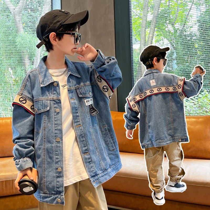 Boys' Denim Tops Korean Style Loose Children'S Tops Handsome Korean Children'S Clothing For Big Children Style - Image 2