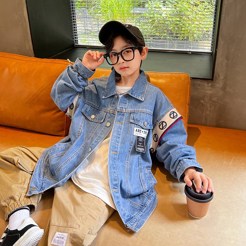 Boys' Denim Tops Korean Style Loose Children'S Tops Handsome Korean Children'S Clothing For Big Children Style - Image 4
