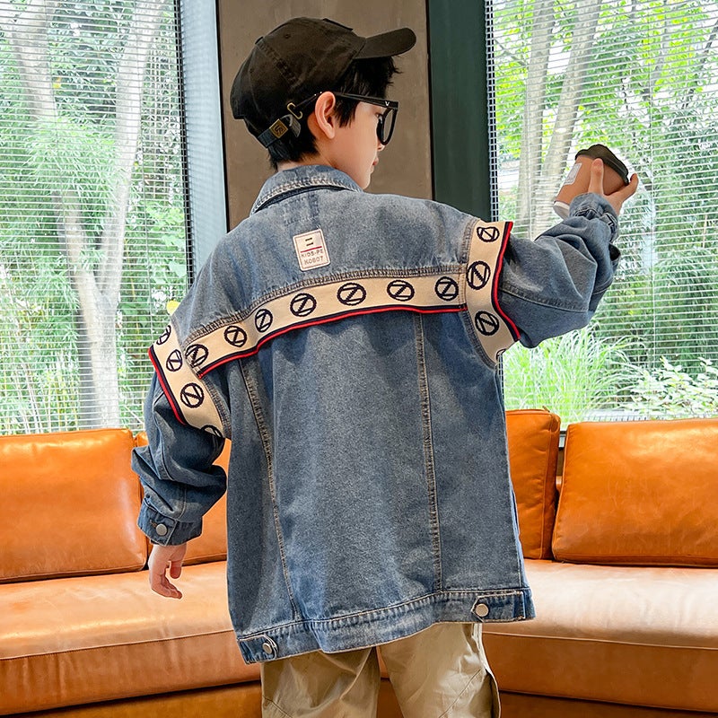 Boys' Denim Tops Korean Style Loose Children'S Tops Handsome Korean Children'S Clothing For Big Children Style - Image 1