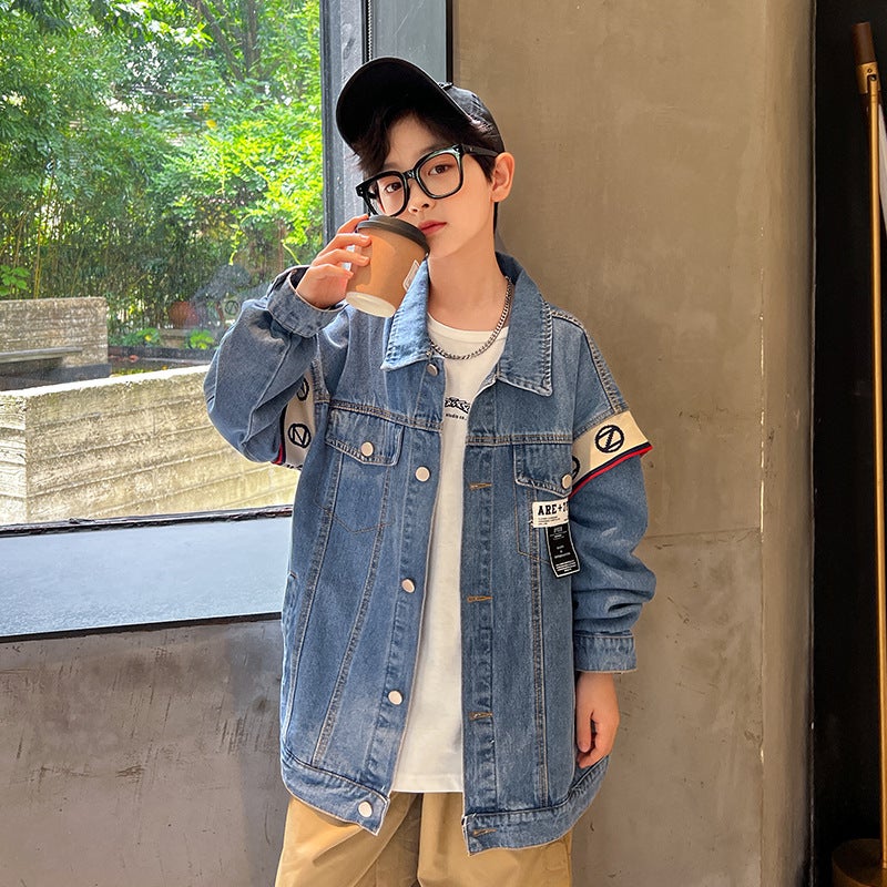 Boys' Denim Tops Korean Style Loose Children'S Tops Handsome Korean Children'S Clothing For Big Children Style - Image 5