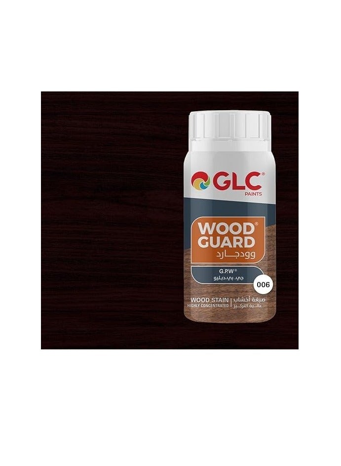 GLC Woodguard GBW Paints - High Quality Wood Stain for Colouring Wooden Surfaces - 0.250 Litre (Brown No. 06) + Glove to Protect Hands + Adhesive Roller Used for Separating Colour During Painting - Image 1