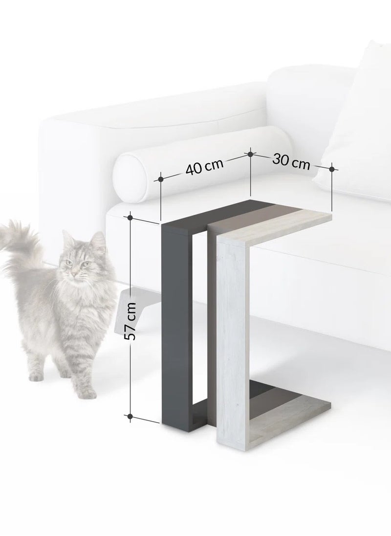 woodx Modern Compact C-Shaped Side Table – Matte White  - Image 4