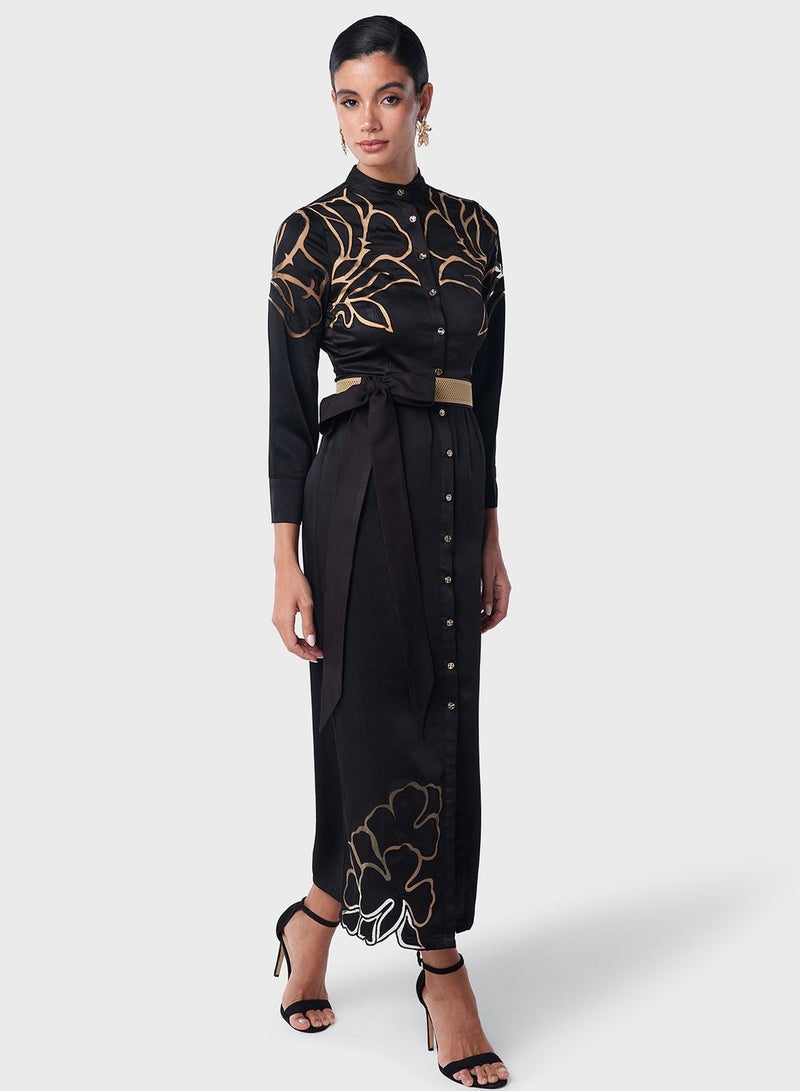 Threadz by Ajooni Floral Accented Shirtdress - Image 4