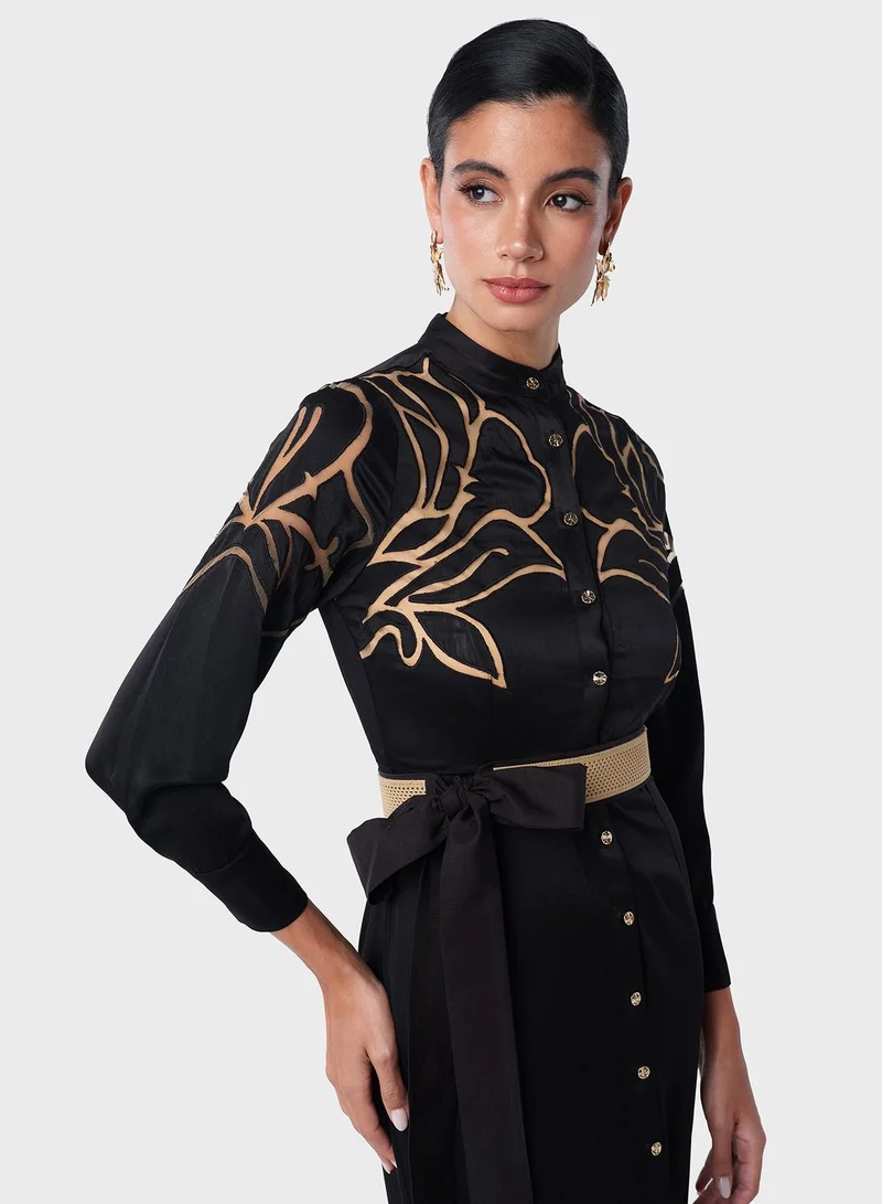 Threadz by Ajooni Floral Accented Shirtdress