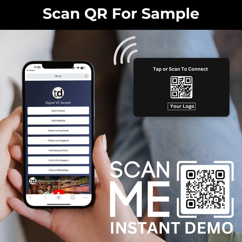 Tinydabba بطاقة عمل مزودة بتقنية NFC و QR | بطاقة زيارة رقمية ذكية لمشاركة الاتصال الفوري | مجانية مدى الحياة | وصول إلى لوحة التحكم (بلاستيك أسود مخصص) - Image 5