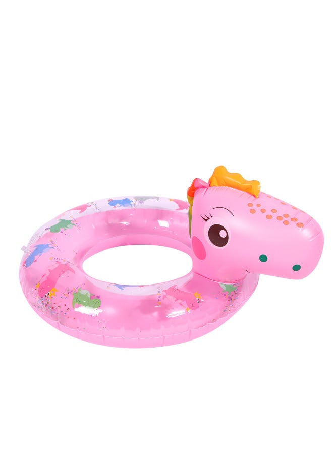 Generic Children's Summer Water Play Cartoon Swimming Ring Thickened PVC Inflatable Seat Baby Floating Pants Pocket With Handle-Inside Diameter After Inflation:60# Thickened Super Transparent Yellow Duck Sw - Image 3