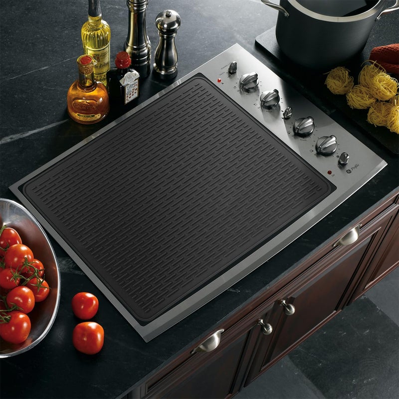 Abalter Stove Top Cover for Electric Stove - Food Grade Ceramic Stove top Cover, Silicone XXL Dish Drying Mat, Glass Cooktop Covers, Flat RV Range top Mats (Taupe,28x20) - Image 2