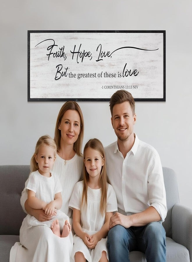 Easozoom Faith Hope and Love Bible Verses Framed Wall Sign For Family Living Room Kitchen Farmhouse Dining Room Vintage Boho Wall Art Decoration For Living Room Bedroom, 40 x 15 Inch Black - Image 5