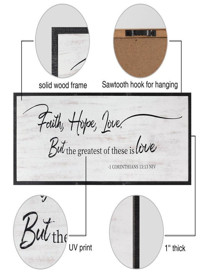 Easozoom Faith Hope and Love Bible Verses Framed Wall Sign For Family Living Room Kitchen Farmhouse Dining Room Vintage Boho Wall Art Decoration For Living Room Bedroom, 40 x 15 Inch Black - Image 2