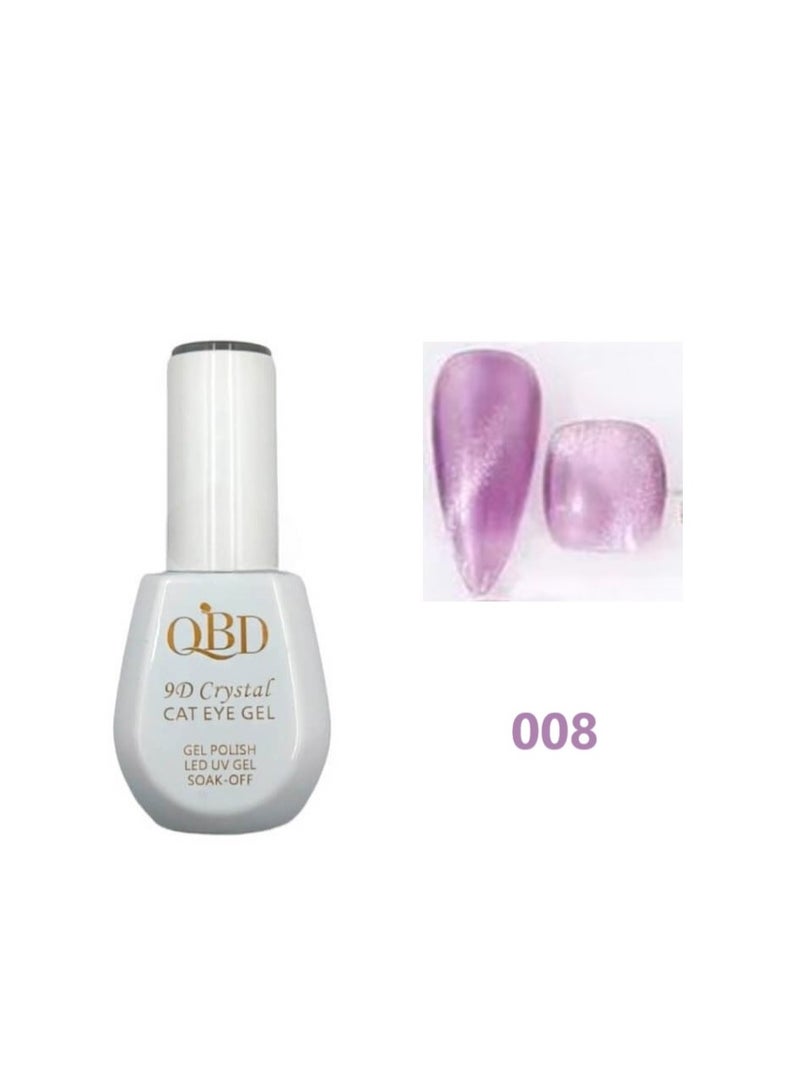 QBD 9D Crystal Cat Eye Gel Nail Polish. It creates a captivating "cat's eye" effect with a 3D crystal finish, adding unparalleled depth and shine to your nails.