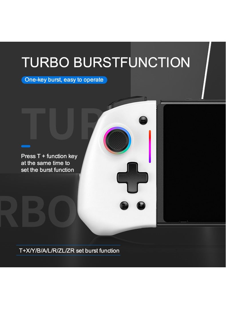 LinYuvo - KS42 Meteor Light Wireless Joy-pad with 8 Color RGB Lights for Switch/Lite/OLED, with Programmable, Turbo u0026 Vibration(White) - Image 1