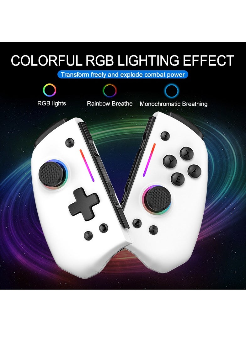 LinYuvo - KS42 Meteor Light Wireless Joy-pad with 8 Color RGB Lights for Switch/Lite/OLED, with Programmable, Turbo u0026 Vibration(White) - Image 1