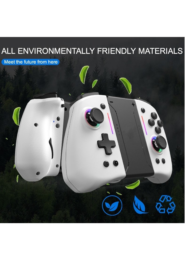 LinYuvo - KS42 Meteor Light Wireless Joy-pad with 8 Color RGB Lights for Switch/Lite/OLED, with Programmable, Turbo u0026 Vibration(White) - Image 1